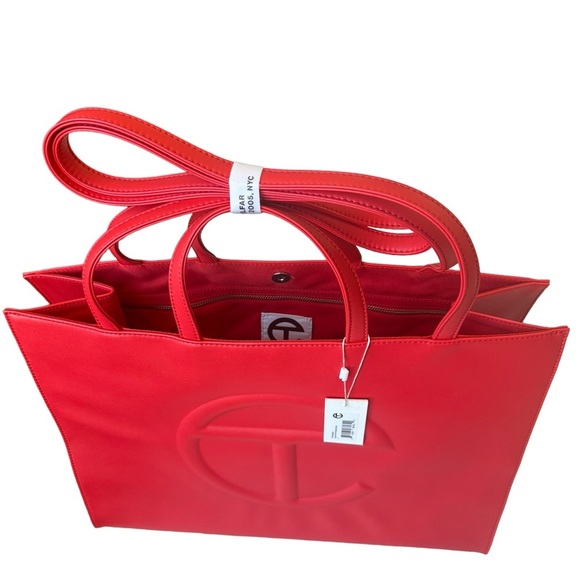 Telfar Large Shopping Bag Red Vegan Leather Tote - Picture 5 of 14